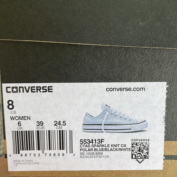 Converse Chuck Taylor All Star Sparkle Knit Oxfords. Polar Blue, Size 8, New - Picture 6 of 6